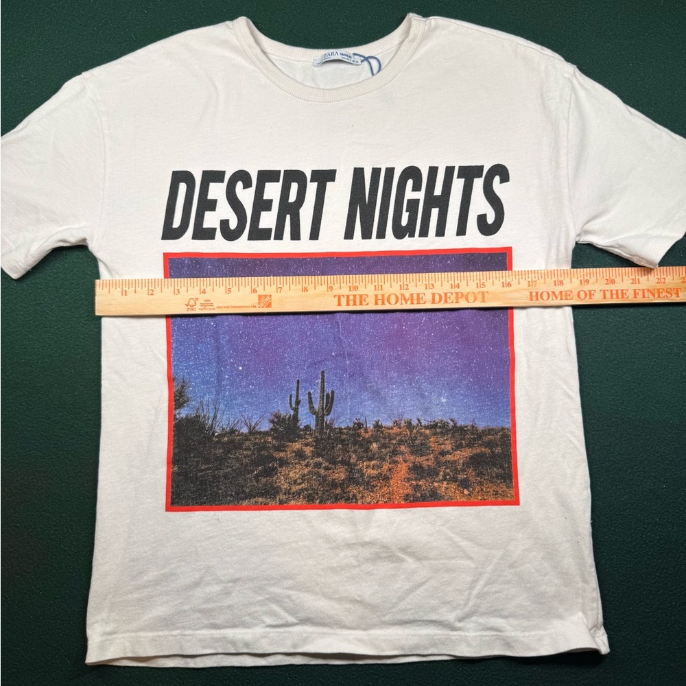 ZARA Desert Nights Graphic Tee Men’s Small Cream Shirt